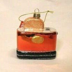 2020 Collectible Christmas Ornament 1 Glass Toaster wBread SILVER RED NWOT